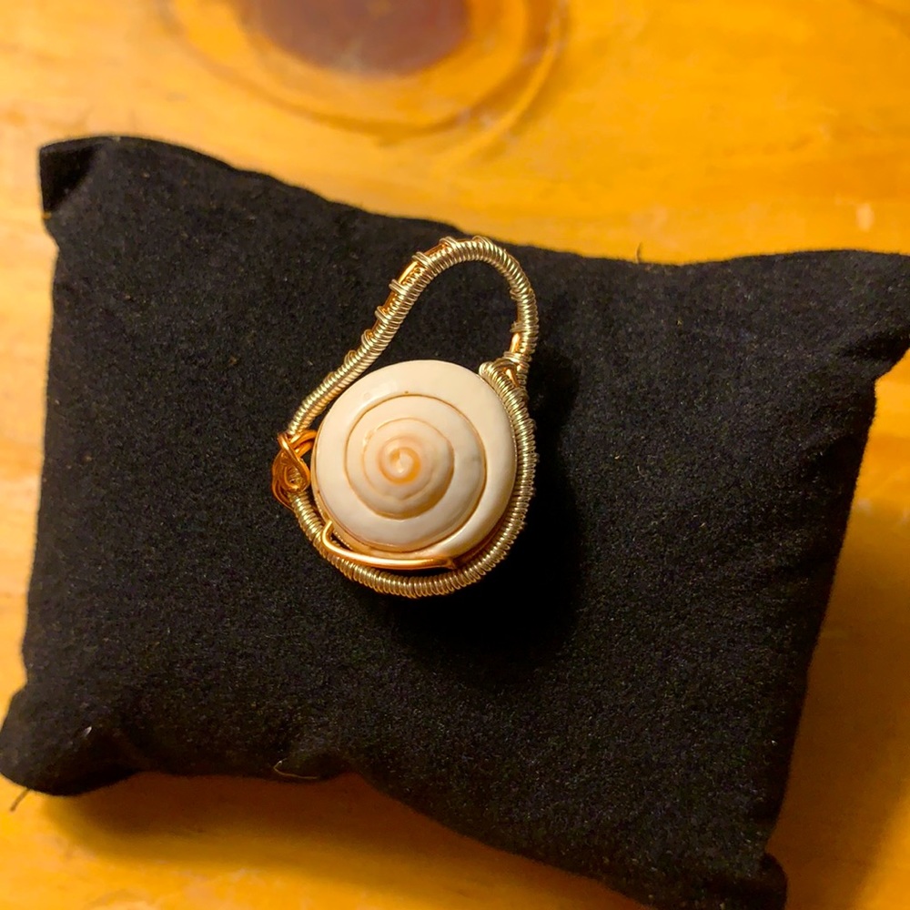 Hand-wrapped shell pendent